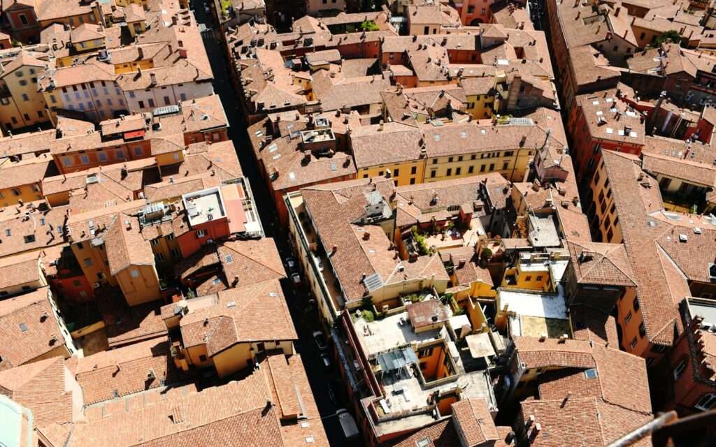 Bologna's red rooftops seen from the top of the Asinelli tower